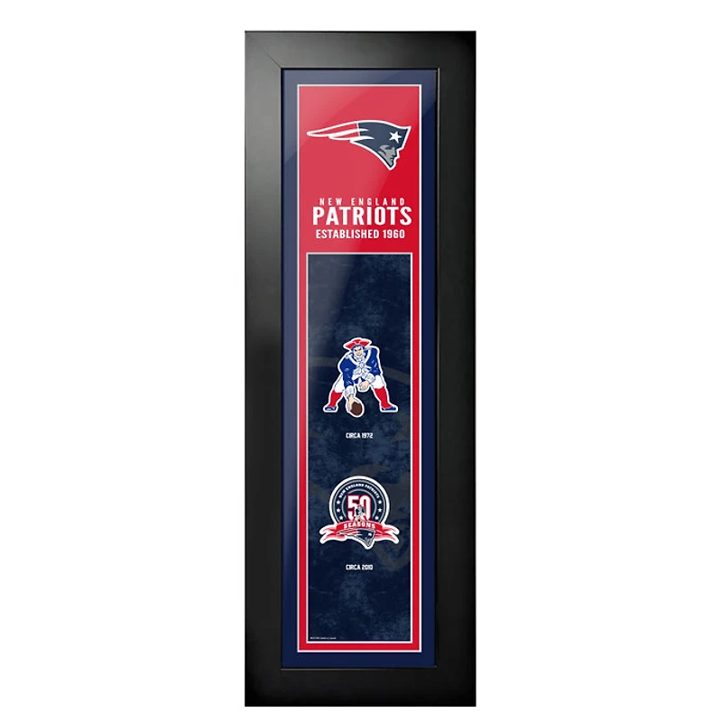 New England Patriots - 6'' x 22'' Logos to History Art encadré