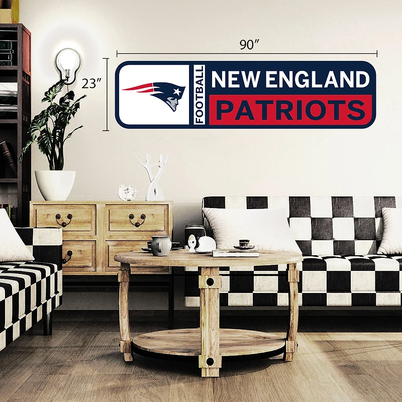 Sticker mural repositionnable avec logo de l'équipe des New England Patriots 90'' x 23''