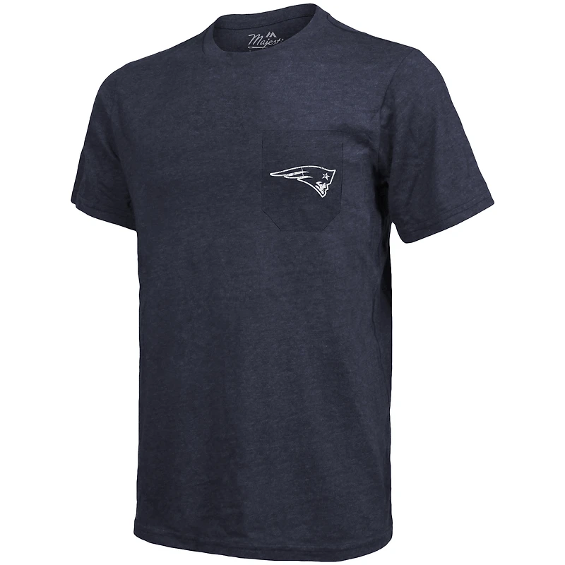 T-Shirt Tri-Blend Pocket New England Patriots Majestic Threads - Bleu Marine Chiné