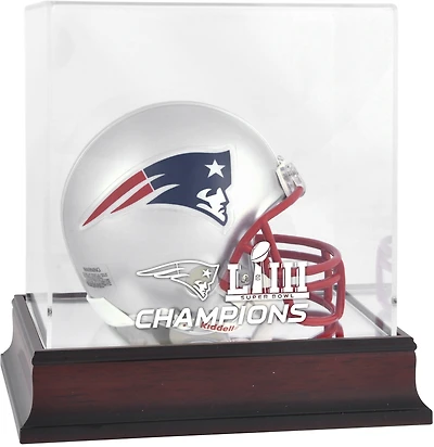 New England Patriots Super Bowl LIII Champions Mini casque en acajou avec logo