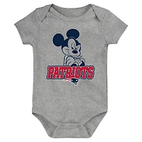 Ensemble trois pièces Disney Game Time des New England Patriots pour nouveau-nés et nourrissons, bleu marine/rouge/gris