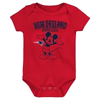 Ensemble trois pièces Disney Game Time des New England Patriots pour nouveau-nés et nourrissons, bleu marine/rouge/gris