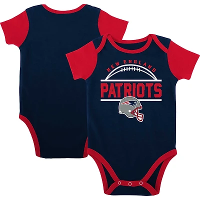 Ensemble trois pièces body, bavoir et bottillons New England Patriots Home Field Advantage bleu marine/rouge pour nouveau-nés nourrissons