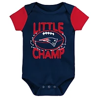 Newborn & Infant Navy/Red New England Patriots Little Champ Three-Piece Bodysuit Bib Booties Set