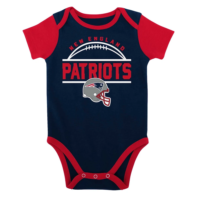 Newborn & Infant Navy New England Patriots Home Field Advantage Three-Piece Bodysuit, Bib Booties Set