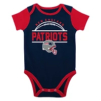 Newborn & Infant Navy New England Patriots Home Field Advantage Three-Piece Bodysuit, Bib Booties Set