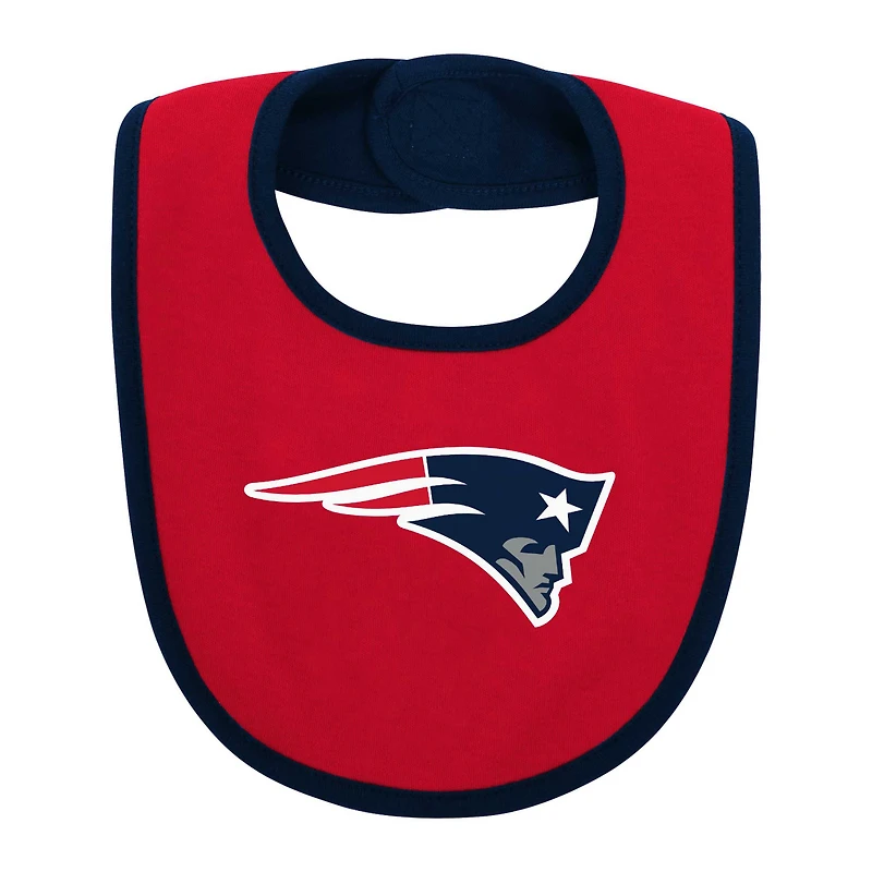 Newborn & Infant Navy New England Patriots Home Field Advantage Three-Piece Bodysuit, Bib Booties Set