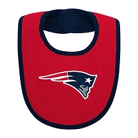 Newborn & Infant Navy New England Patriots Home Field Advantage Three-Piece Bodysuit, Bib Booties Set