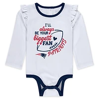 Newborn & Infant WEAR by Erin Andrews New England Patriots Three-Piece Long Sleeve Bodysuit, Tutu and Sweatpants Set