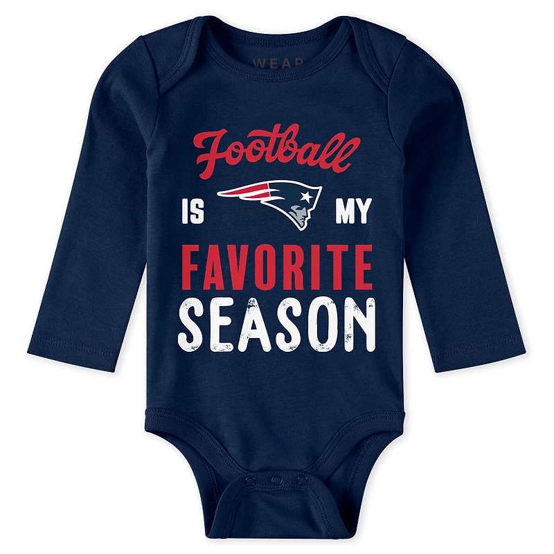 Newborn & Infant WEAR by Erin Andrews New England Patriots Three-Piece Turn Me Around Bodysuits Pant Set