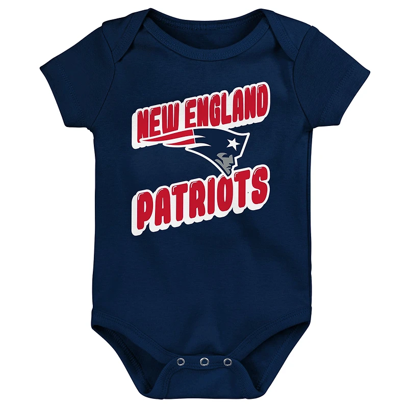 Newborn Navy New England Patriots  Sunday Comics 3-Pack Bodysuit Set