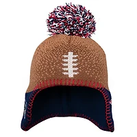 Preschool Brown New England Patriots Football Head Knit Hat with Pom