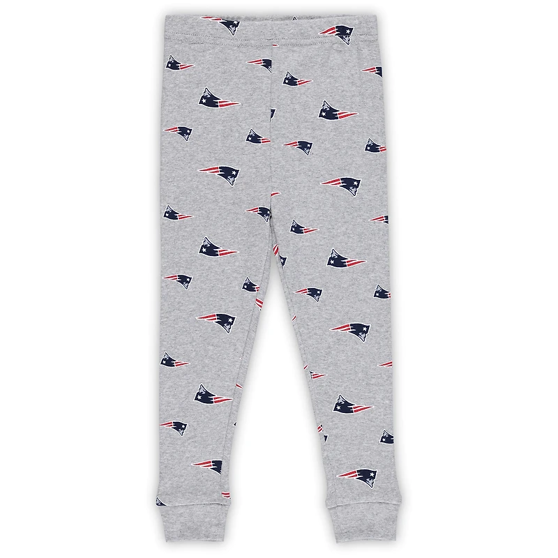 Ensemble de nuit avec t-shirt et pantalon à manches longues gris chiné pour enfants d'âge préscolaire New England Patriots