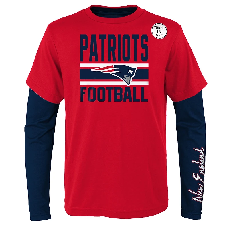 Preschool Red/Navy New England Patriots Fan Fave T-Shirt Combo Set
