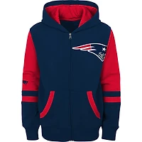 Sweat à capuche entièrement zippé bleu marine New England Patriots Stadium pour enfants d'âge préscolaire