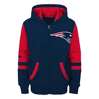 Sweat à capuche entièrement zippé bleu marine New England Patriots Stadium pour enfants d'âge préscolaire
