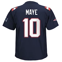 Maillot de jeu joueur Nike Drake Maye Navy New England Patriots pour enfant d'âge préscolaire