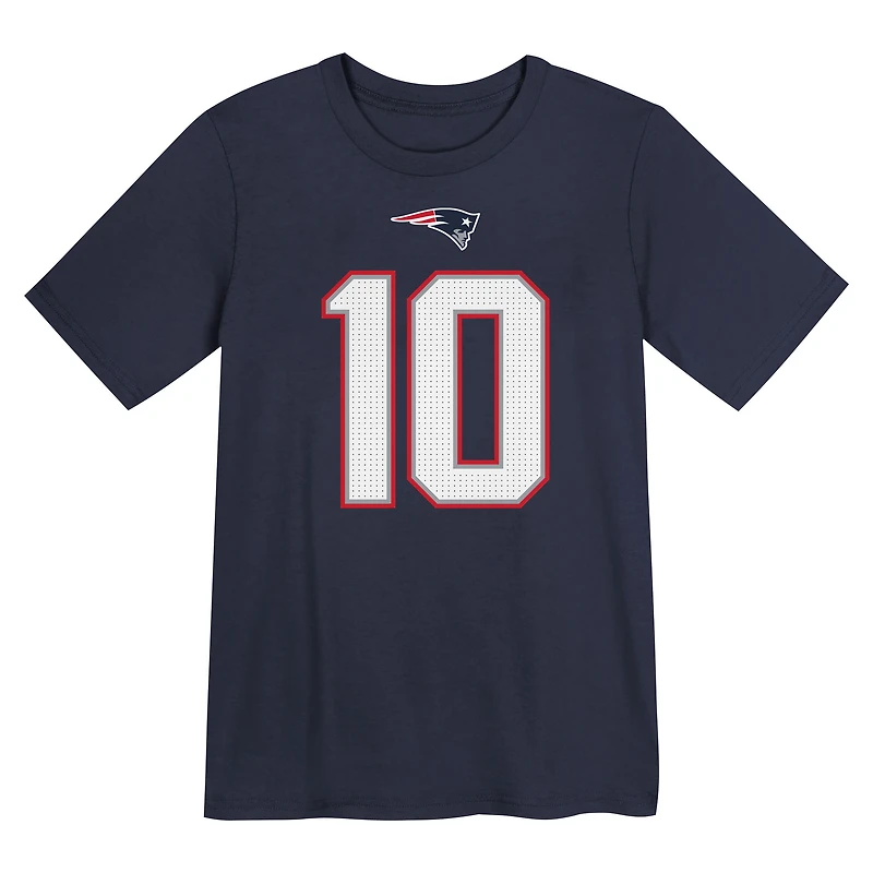 Preschool Nike Drake Maye Navy New England Patriots Player Name & Number T-Shirt