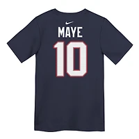 Preschool Nike Drake Maye Navy New England Patriots Player Name & Number T-Shirt