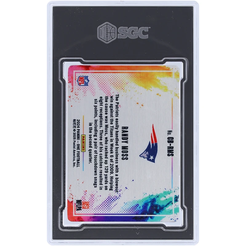 Randy Moss New England Patriots 2024 Panini One Color Blast Case Hit #CB-RMS SGC Authenticated 10 Card