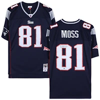 Randy Moss New England Patriots Autographed Mitchell & Ness Blue Replica Jersey