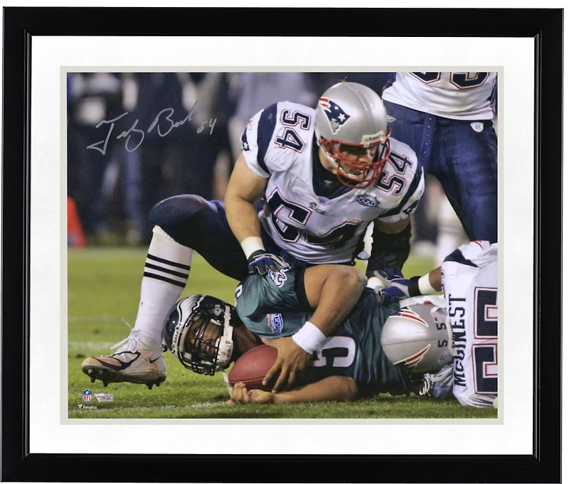 Tedy Bruschi New England Patriots Autographed 16" x 20" McNabb Sack Photograph