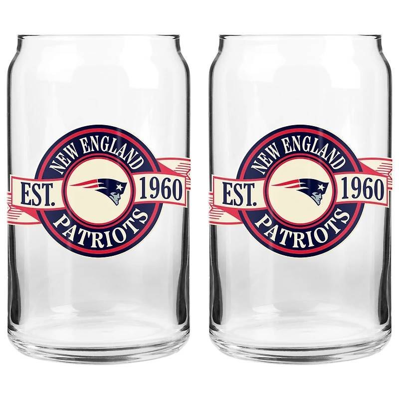 Le Sports Vault New England Patriots 16 oz. Ensemble de deux verres à canettes