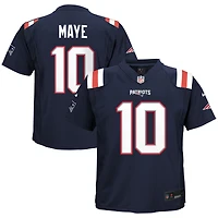 Maillot de jeu Nike Drake Maye bleu marine des New England Patriots pour tout-petit