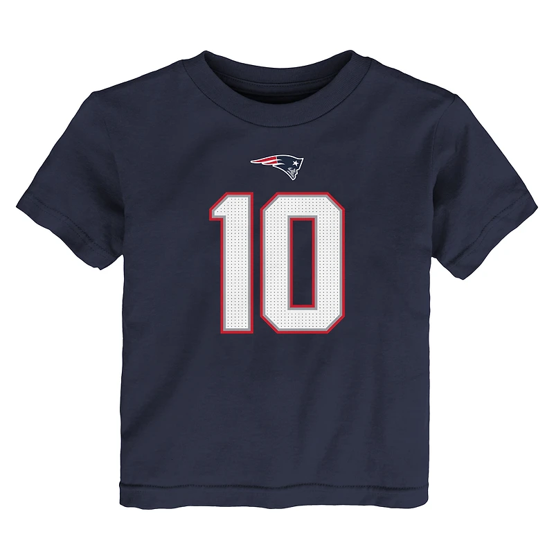 Toddler Nike Drake Maye Navy New England Patriots Player Name & Number T-Shirt