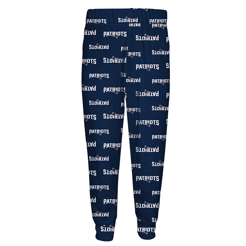 Toddler Outerstuff Navy New England Patriots All-Over-Print Long Sleeve T-Shirt and Pants Sleep Set