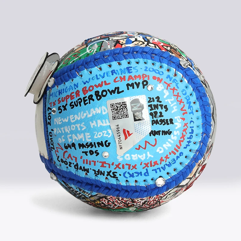 Tom Brady Autographed Super Bowl Wins Themed Baseball - Art by Charles Fazzino - NF70445964