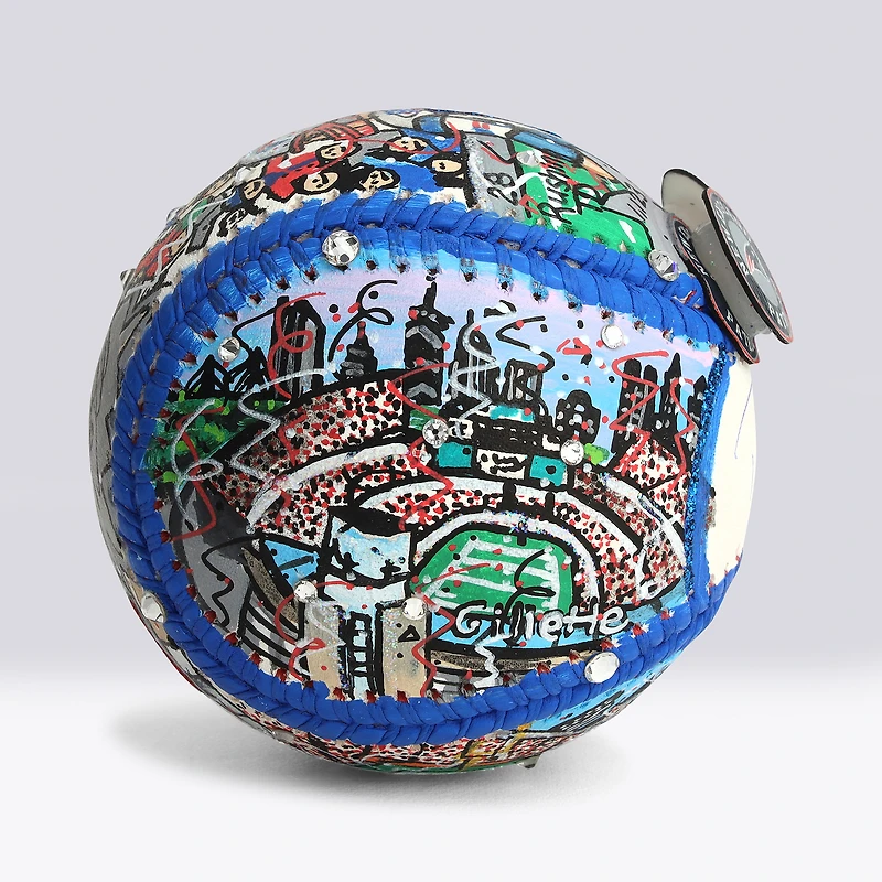 Tom Brady Autographed Super Bowl Wins Themed Baseball - Art by Charles Fazzino - NF70445964
