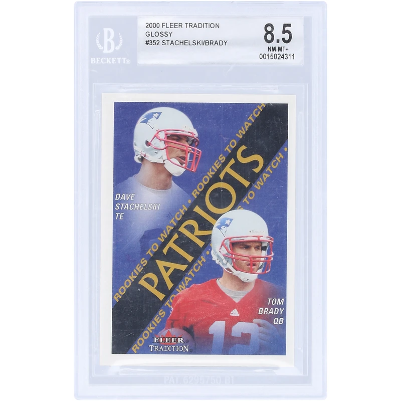 Tom Brady New England Patriots 2000 Fleer Tradition Glossy #352 BGS Authenticated 8.5 Rookie Card