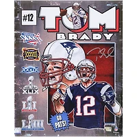 Photo dédicacée de Tom Brady, New England Patriots, 40,6 x 50,8 cm – Illustration de Brian Kong – Édition limitée à 50 exemplaires