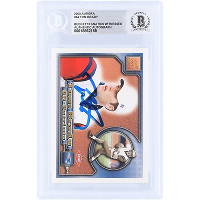 Tom Brady New England Patriots Autographed 2000 Aurora #84 Beckett Fanatics Witnessed Authenticated Rookie Card