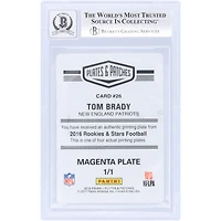 Carte autographiée de Tom Brady (New England Patriots) - Panini Rookies & Stars 2016, impression magenta, n° 26, n° 1/1, authentifiée par Beckett Fanatics Witnessed (10 cartes).