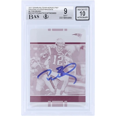 Tom Brady New England Patriots Autographed 2017 Panini Donruss Magenta Printing Plate #6 #1/1 Beckett Fanatics Witnessed Authenticated 9/10 Card