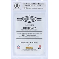 Tom Brady New England Patriots Autographed 2017 Panini Plates & Patches Magenta Printing Plate #AC-TB #1/1 Beckett Fanatics Witnessed Authenticated 10 Card