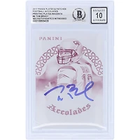 Carte Panini 2017 autographiée par Tom Brady (New England Patriots), avec écussons et plaques imprimés magenta #AC-TB #1/1, authentifiée par Beckett Fanatics Witnessed (10 cartes).
