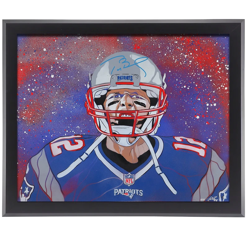 Impression giclée encadrée autographiée de Tom Brady New England Patriots 16" x 20" - Art de Matt Szczur - Édition limitée à 25 exemplaires