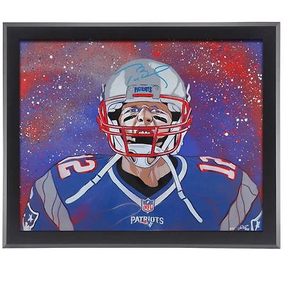 Impression giclée encadrée autographiée de Tom Brady New England Patriots 16" x 20" - Art de Matt Szczur - Édition limitée à 25 exemplaires