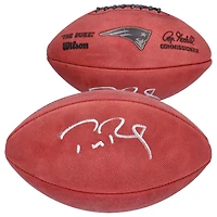 Ballon de football professionnel Duke métallique autographié par Tom Brady des New England Patriots