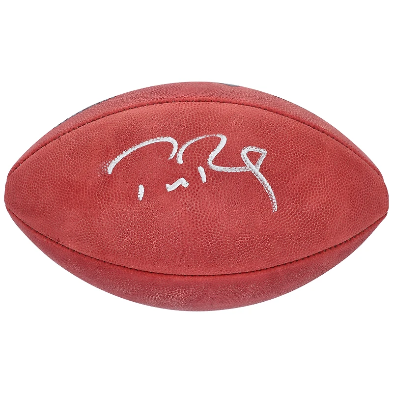 Ballon de football professionnel Duke métallique autographié par Tom Brady des New England Patriots