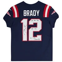 Tom Brady New England Patriots Autographed Nike Navy Color Rush Elite Jersey with "SB 36 38 39 49 51 53 Champs" Inscription 