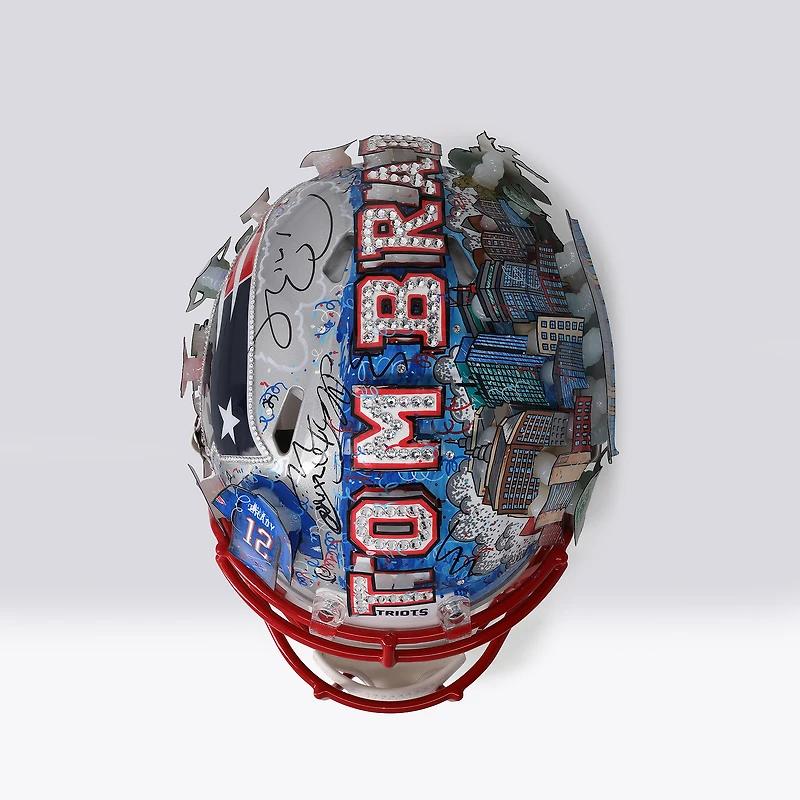 Casque Proline Speed autographié par Tom Brady (New England Patriots) - Illustration de Charles Fazzino - WN55916305