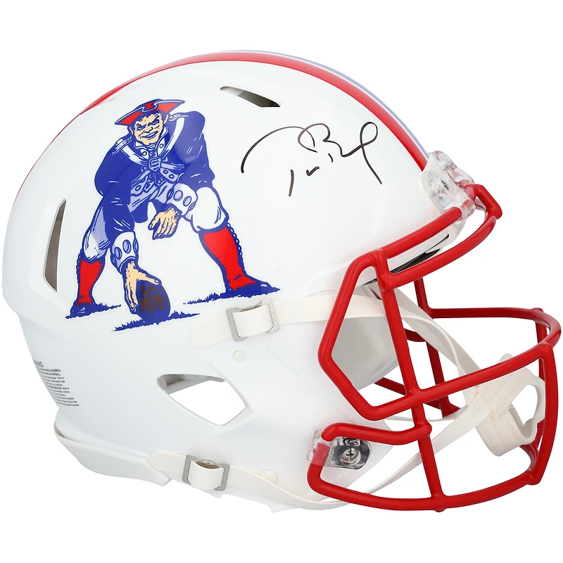 Casque Riddell Speed Authentic rétro 1990-92 autographié par Tom Brady, des New England Patriots