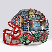 Casque miniature Riddell Speed ​​rétro 1990-92, autographié par Tom Brady (New England Patriots) - Signature à l'encre rouge - Illustration de Charles Fazzino - WN55916380