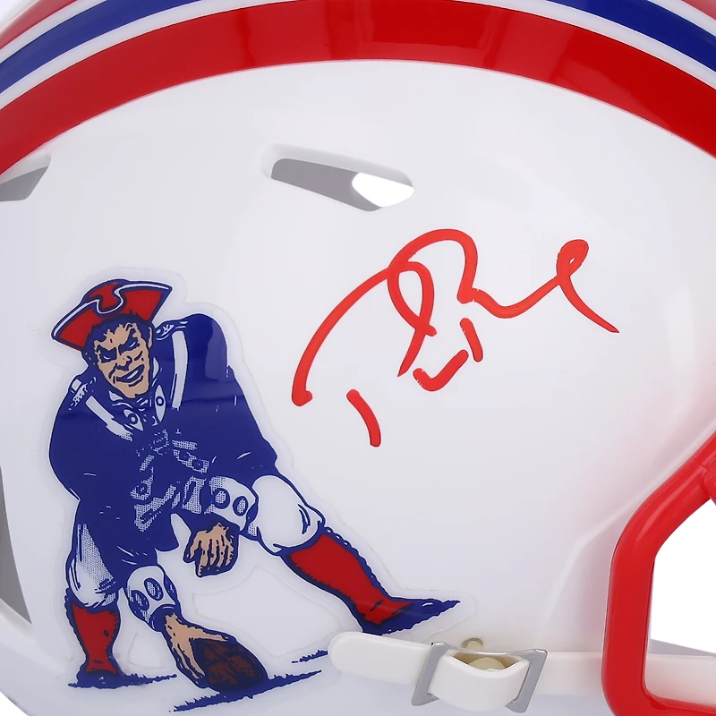 Casque miniature de vitesse rétro autographié par Tom Brady des New England Patriots Riddell 1990-92 - Signé à l'encre rouge