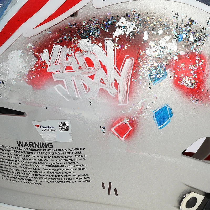 Tom Brady New England Patriots Autographed Riddell Speed Flex Authentic Helmet - Art by Lady Jday - Limited Edition #1/1