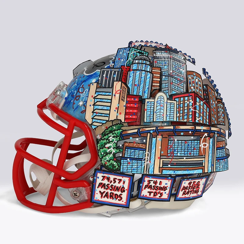 Tom Brady New England Patriots Autographed Riddell Speed Mini Helmet - Art by Charles Fazzino - WN55916379